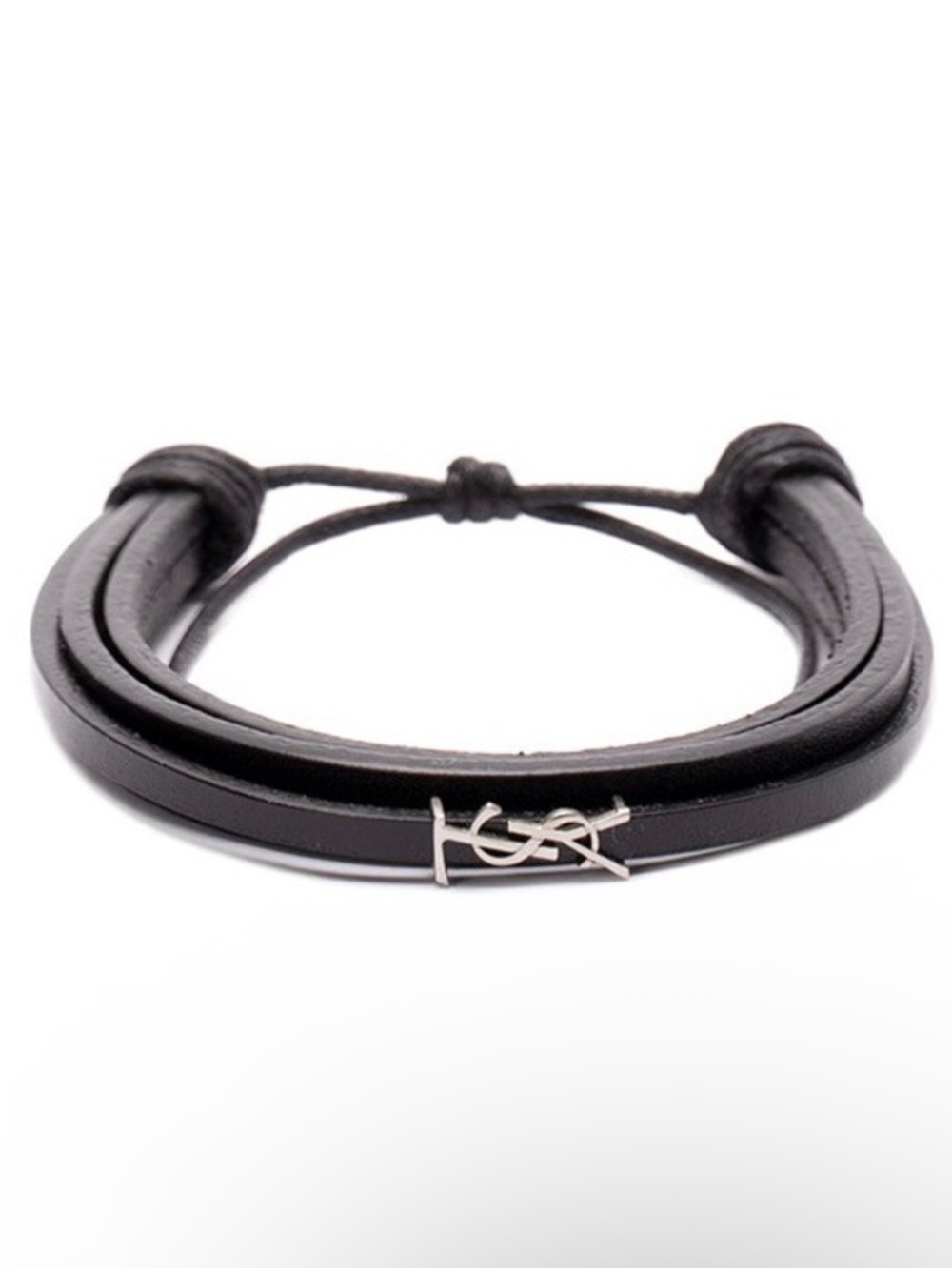 SAINT LAURENT YSL logo leather bracelet
